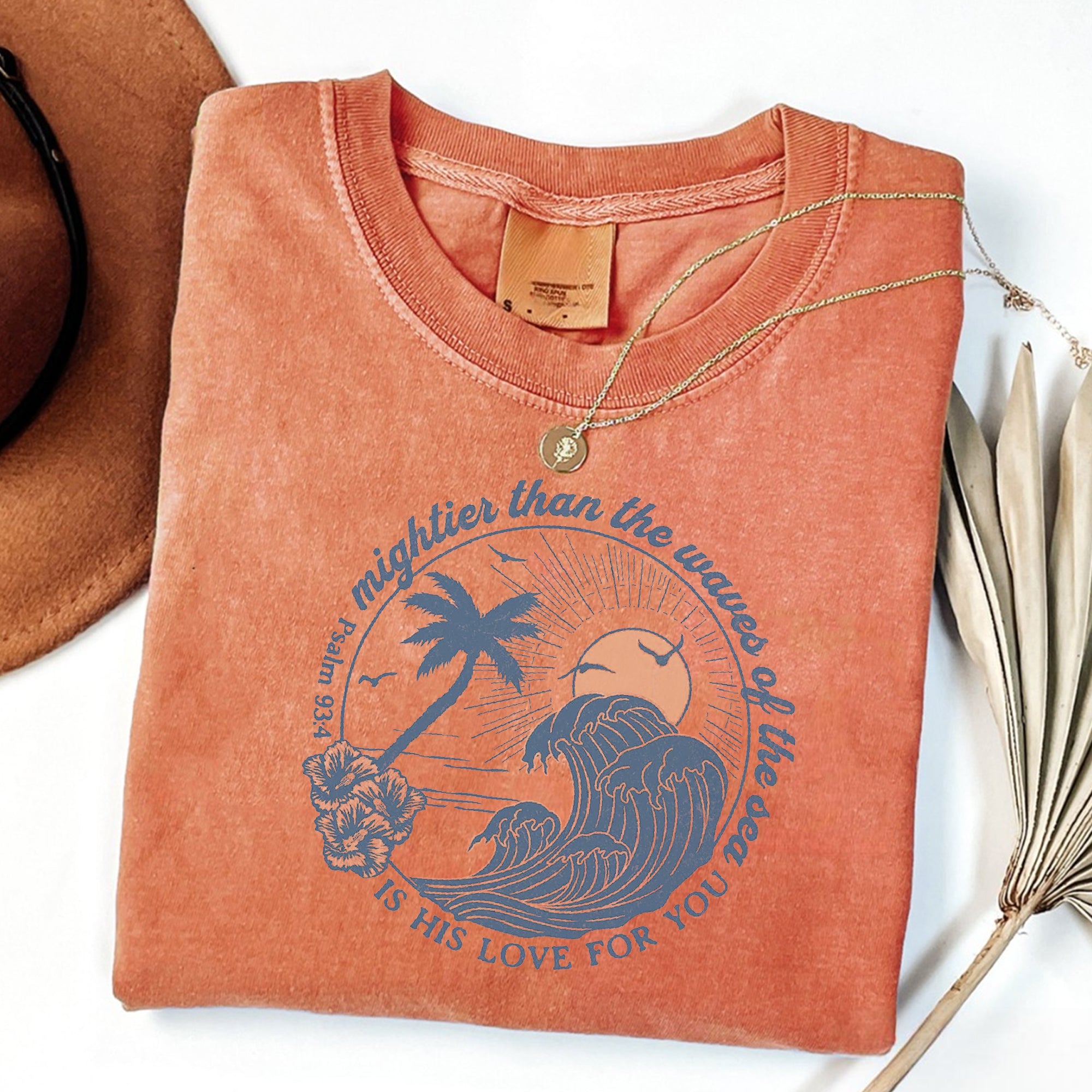 Mightier Than The Waves Shirt Christian Shirt Comfort Colors Summer Christian Gift for Teen Boho Christian Clothes Beach Christian Merch